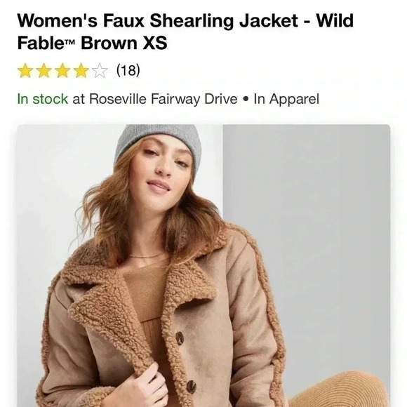 NWT Women's Faux Shearling Jacket - Wild
Fable Brown XS - Picture 4 of 4